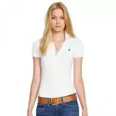 ralph lauren custom fit femme tee shirt white button small pony